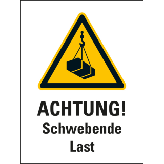 Aufkleber für Warnaufsteller: Achtung! Schwebende Last, ISO, Folie selbstklebend, 150 x 200 mm oder 300 x 400 mm