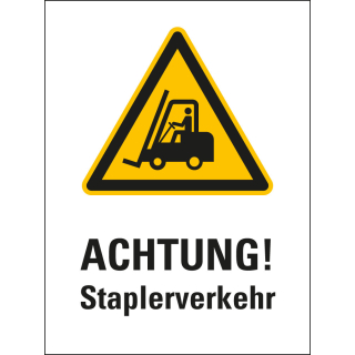 Aufkleber für Warnaufsteller: Achtung! Staplerverkehr, ISO, Folie selbstklebend, 150 x 200 oder 300 x 400 mm