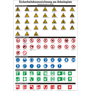 Aushang Sicherheitskennzeichen am Arbeitsplatz, weiß