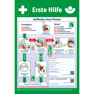 Betriebsaushang: Erste Hilfe, gemäß DGUV 204-001 bis -004, Kunststoff PS oder Aluminium, 395 mm x 575 mm, nur als Einzelstück