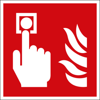 Brandschutzschild: Brandmelder, rot-weiß, ASR/ISO, Folie oder Kunststoff, zwei Größen, nur als Einzelstück