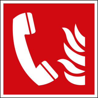 Brandschutzschild: Brandmeldetelefon, rot-weiß, ASR/ISO, Folie selbstklebend, 200 x 200 mm, 1 Stück