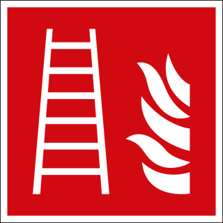 Brandschutzschild: Feuerleiter, rot-weiß, ASR/ISO, Folie selbstklebend, 200 mm x 200 mm, 1 Stück