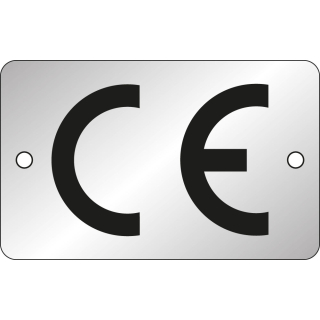 CE-Kennzeichen, rechteckig, silber-schwarz, Aluminium
