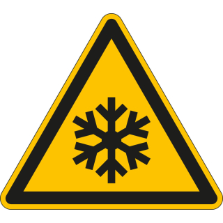 Warnschild / Warnzeichen: Warnung vor niedriger Temperatur/Frost, Dreieck, gelb-schwarz, ASR/ISO, 