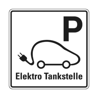 Hinweisschild: Parkplatz Elektro Tankstelle, Aluminium RA0 reflektierend, 600 mm x 600 mm, 1 Stück