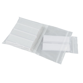 Etikettenhalter selbstklebend, Rückseite weiß Frontseite transparent, diverse Größen, 100 St./Verpackungseinheit