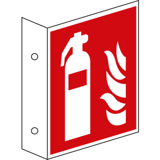 Fahnenschild: Feuerlöscher, rot-weiß, ASR/ISO, Kunststoff oder Aluminium, drei Größen, nur als Einzelstück