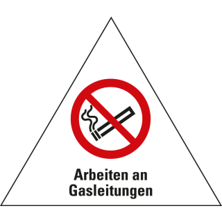 Faltsignal: Arbeiten an Gasleitungen, 3-seitig, rot-weiß, SL 600 & 900 mm
