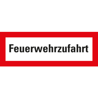 Feuerwehr-Hinweisschild: Feuerwehrzufahrt, DIN 67520, verschiedene Materialien, zwei Größen, nur als Einzelstück