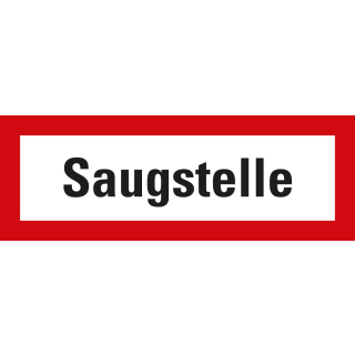 Feuerwehr-Hinweisschild: Saugstelle, weiß-rot, DIN 4066, Aluminium oder Aluminium reflektierend, zwei Größen, nur als Einzelstück