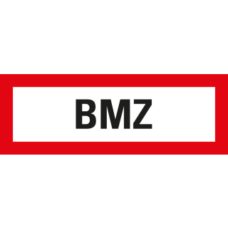 Feuerwehrschild: BMZ, weiß-rot, DIN 4066, verschiedene Materialien & Größen