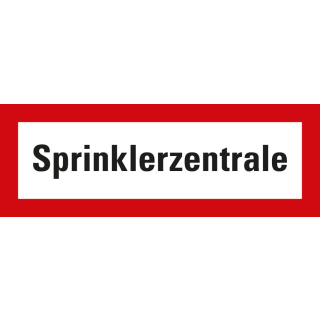 Feuerwehrschild: Sprinklerzentrale, weiß-rot, DIN 4066, Folie selbstklebend oder Kunststoff, 297 mm x 105 mm, nur als Einzelstück