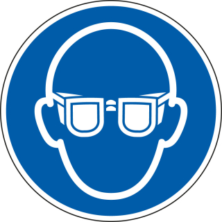 Gebotsschild: Augenschutz benutzen, blau-weiß, ASR/ISO, versch. Materialien, Größen und Lieferformen
