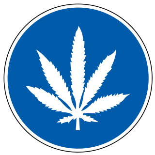 Gebotsschild Cannabiskonsum erlaubt, Ø 200 mm, blau