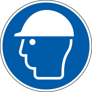 Gebotsschild: Kopfschutz benutzen, blau-weiß, ASR/ISO, versch. Materialien & Größen
