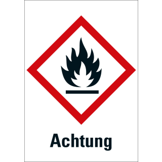 Gefahrensymbol: GHS02 Flamme mit Signalwort Achtung