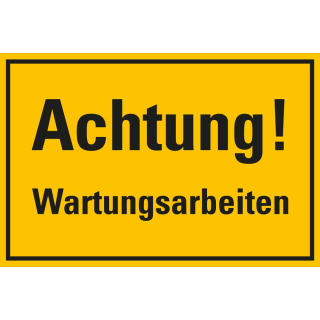 Hinweisschild Achtung! Wartungsarbeiten, gelb-schwarz, Magnetfolie, 300 x 200 mm, 1 Stück