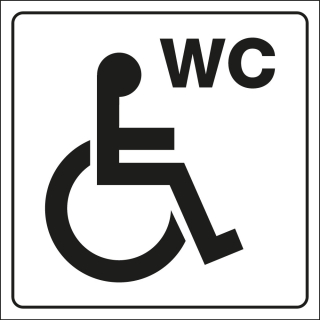 Hinweisschild: Piktogramm Behinderten-WC, weiß-schwarz