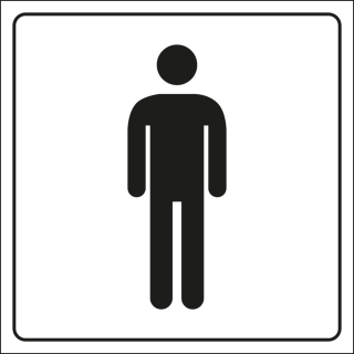 Hinweisschild: Piktogramm Herren, weiß-schwarz, Folie selbstklebend, 150 x 150 mm, 1 Stück