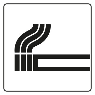 Hinweisschild: Piktogramm Rauchen, weiß-schwarz, Folie selbstklebend, 150 x 150 mm, 1 Stück