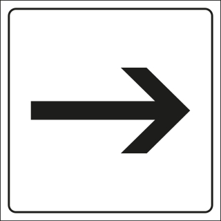 Hinweisschild: Piktogramm Pfeil, weiß-schwarz, Folie selbstklebend, 150 x 150 mm, 1 Stück