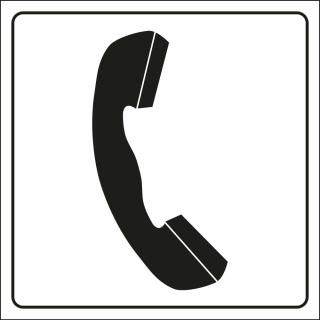 Hinweisschild: Piktogramm Telefon, weiß-schwarz, Folie selbstklebend, 150 x 150 mm, 1 Stück