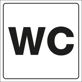 Hinweisschild: Piktogramm WC, weiß-schwarz, Folie selbstklebend, 150 x 150 mm, 1 Stück