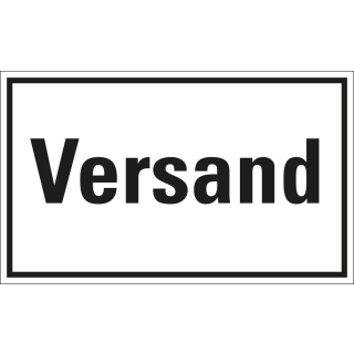 Hinweisschild: Versand, weiß-schwarz, Folie oder Kunststoff, 300 x 200 mm