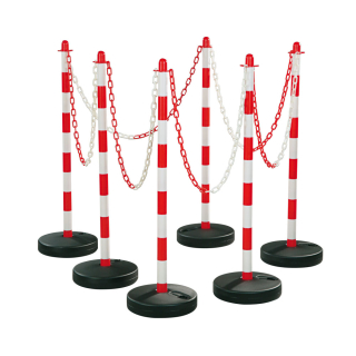 Kettenständer-Set Universal, 6 Pfosten, 10 m Kunststoffkette, versch. Farben