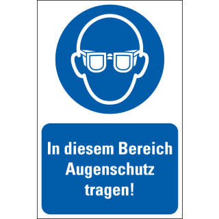 Kombi-Gebotsschild: In diesem Bereich Augenschutz tragen!, blau-weiß