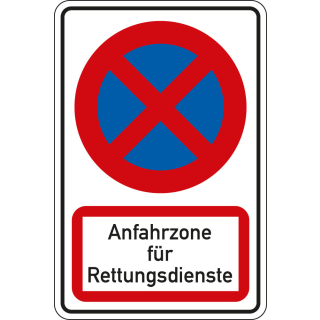Kombischild: Parkverbot - Anfahrzone [...], Piktogramm und Text, Aluminium reflektierend (RA0)