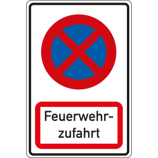 Kombischild: Parkverbot - Feuerwehrzufahrt, Piktogramm und Text, Aluminium reflektierend (RA0) oder (RA1)
