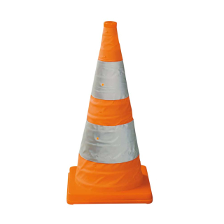 Leitkegel: Falt-Leitkegel mit Blink-LED, orange-reflektierend, DIN-FNFW, PVC, verschiedene Größen
