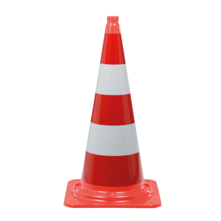 Leitkegel: Leitkegel Klasse 2, rot-weiß, StVO, DIN EN 13422, BAST V4-19/2013, recyceltes PVC mit Reflexfolie Typ 1