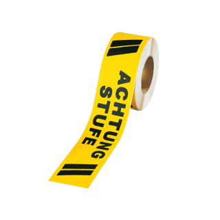 m2-Trittschutz-Warnmarkierung Achtung Stufe, Rutschhemmung R 13, gelb-schwarz, 75 mm, 18,3 m / Rolle, 1 Stück