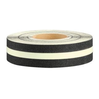 Multifunktionsbelag, Rutschhemmung R13, schwarz-nachleuchtend, 50 mm breit, 18,3 m / Rolle