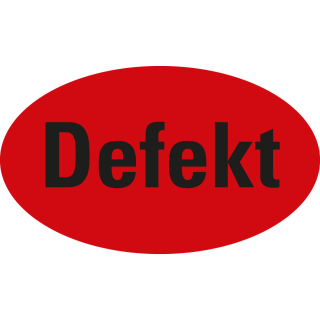 Organisationsetikett: Defekt, oval, rot, Haftpapier selbstklebend, versch. Größen, 500 St./ Rolle
