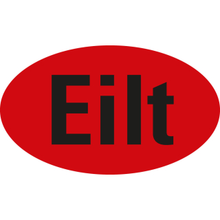 Organisationsetikett: Eilt, oval, rot, Haftpapier selbstklebend, versch. Größen, 500 St./ Rolle

