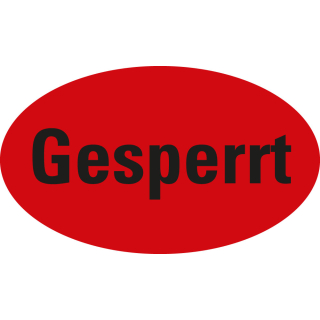 Organisationsetikett: Gesperrt, rot, Papier selbstklebend, versch. Größen, 500 St./Rolle
