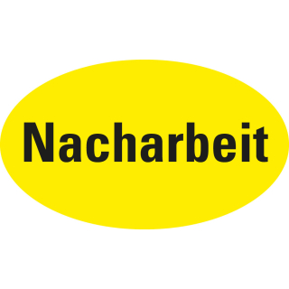 Organisationsetikett: Nacharbeit, gelb, Papier selbstklebend, versch. Größen, 500 St./Rolle