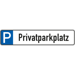 Parkplatzreservierungsschild Privatparkplatz, ohne und mit Befestigungsset, Aluminium, 520 mm x 110 mm
