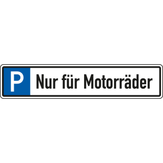Parkplatzreservierungsschild: Motorräder, ohne und mit Befestigungsset, Aluminium, 520 mm x 110 mm
