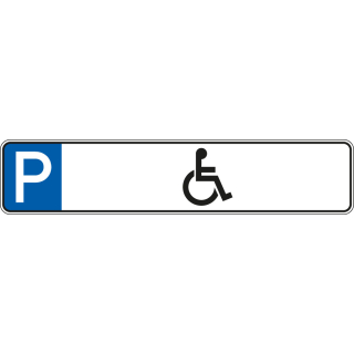 Parkplatzreservierungsschild Behinderte, ohne und mit Befestigungsset, Aluminium, 520 mm x 110 mm
