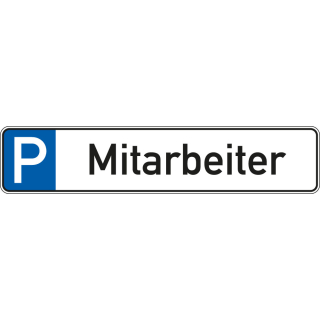 Parkplatzreservierungsschild: Mitarbeiter, ohne und mit Befestigungsset, Aluminium, 520 mm x 110 mm
