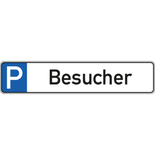Parkplatzreservierungsschild: Besucher, ohne und mit Befestigungsset, Aluminium, 520 mm x 110 mm

