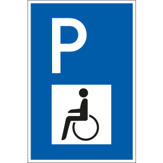 Parkplatzschild: mit Behindertensymbol, versch. Materialien und Größen
