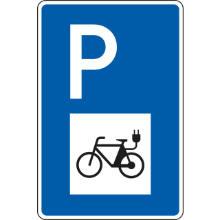 Parkplatzschild: E-Bike, mit Symbol, DIN, versch. Materialien und Größen
