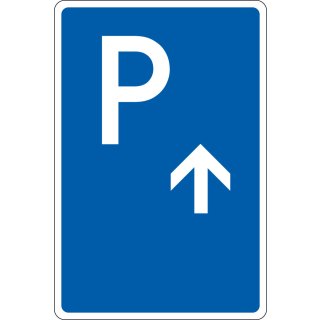 Parkplatzschild: mit Pfeil geradeaus / links/ rechts, DIN, Aluminium RA0 reflektierend, 600 mm x 900 mm