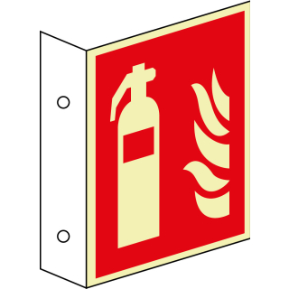 PERMALIGHT power Brandschutz-Fahnenschild: Feuerlöscher, ASR A2.3, Kunststoff lang nachleuchtend, 150 x 150 oder 300 x 300 mm